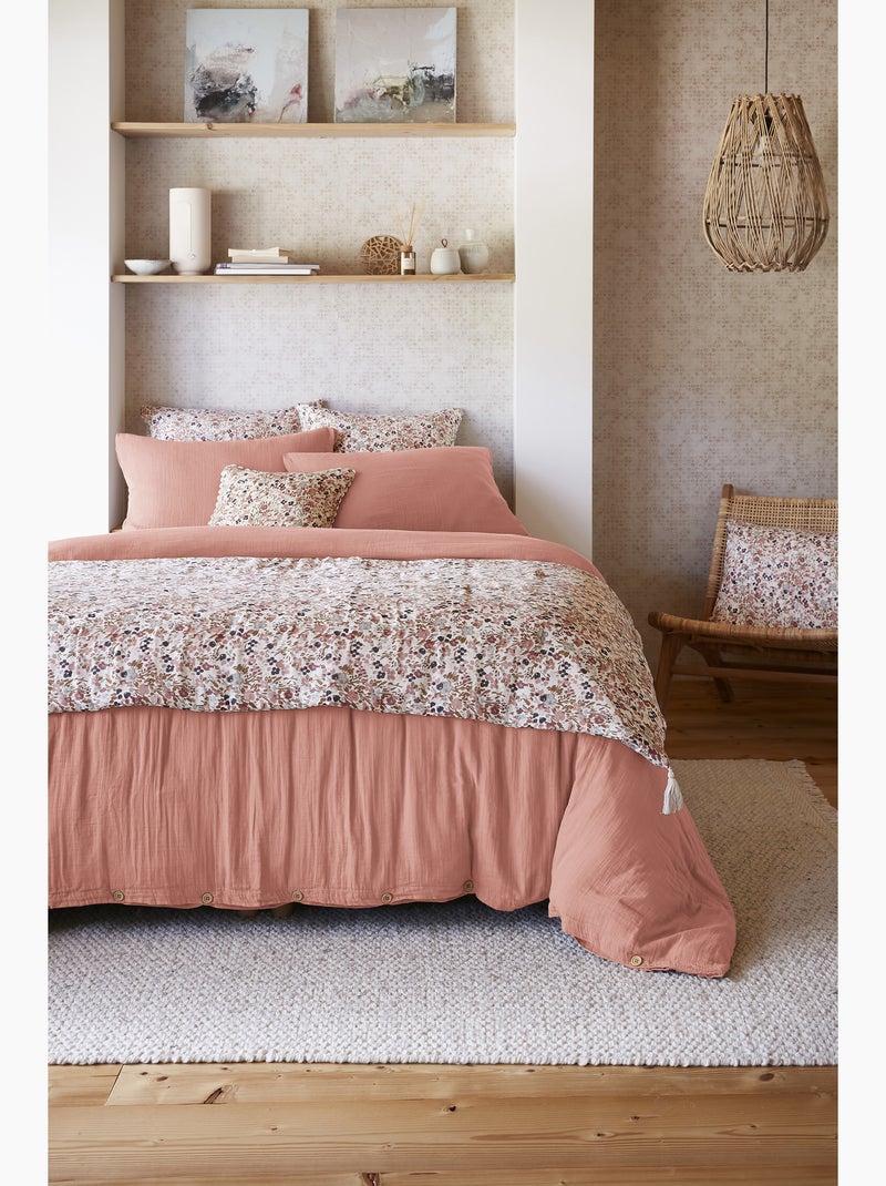 Bout de lit – double gaze de coton imprimée – capucine minuit Beige Pampa - Kiabi