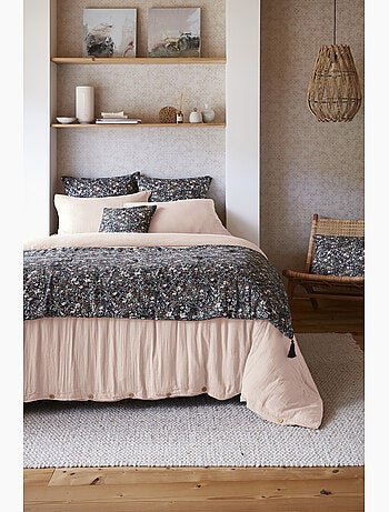 Bout de lit – Double Gaze de Coton Imprimée – Capucine Minuit