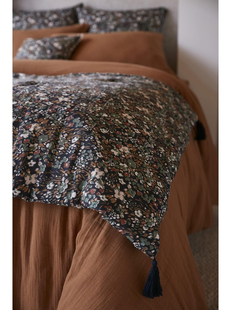 Bout de lit – Double Gaze de Coton Imprimée – Capucine Minuit Bleu foncé - Kiabi