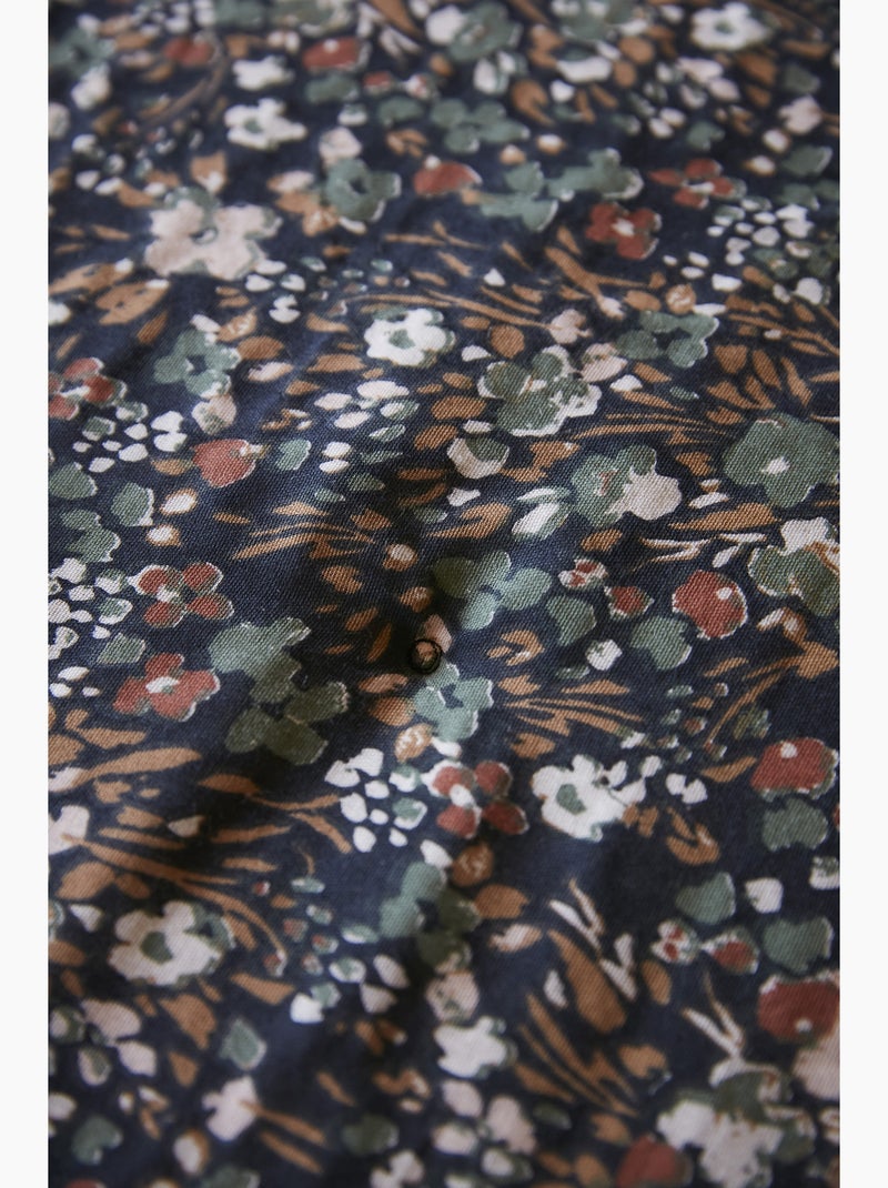 Bout de lit – Double Gaze de Coton Imprimée – Capucine Minuit Bleu foncé - Kiabi