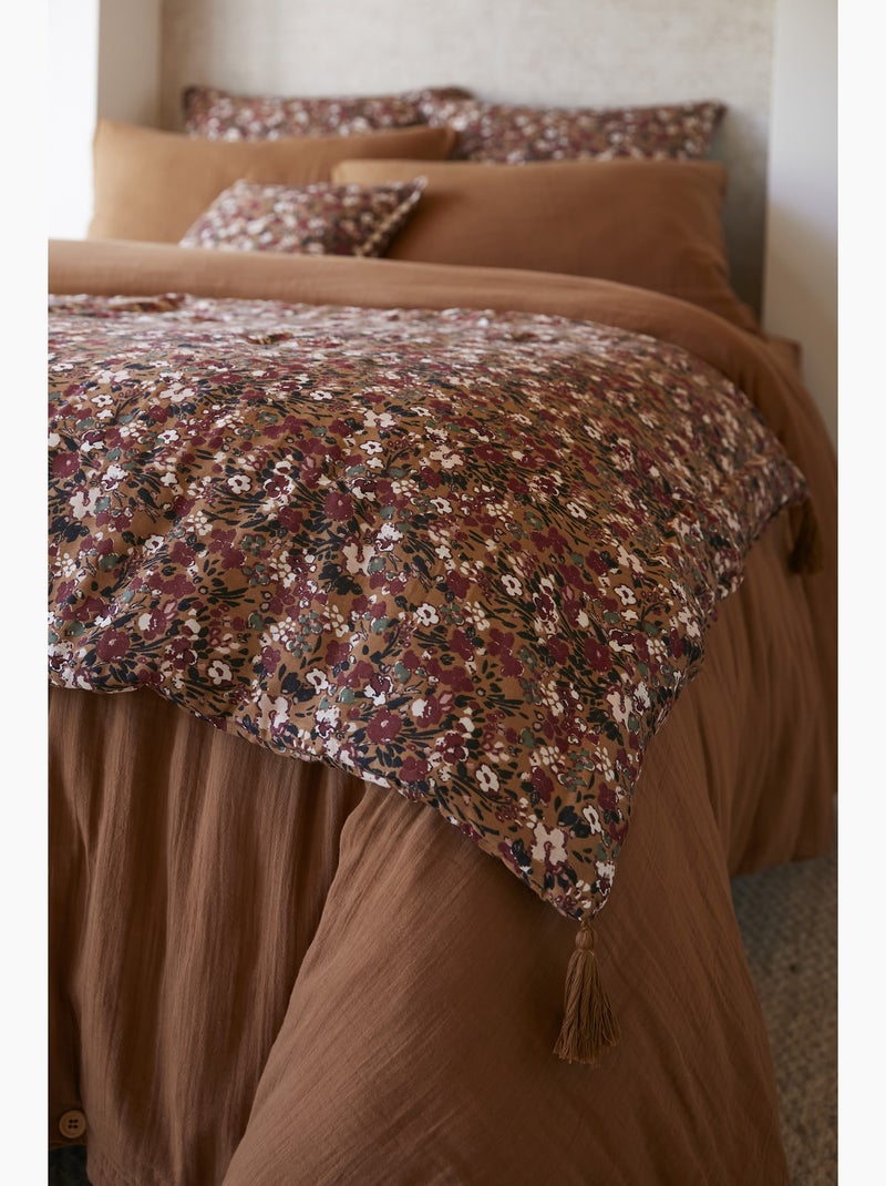 Bout de lit – Double Gaze de Coton Imprimée – Capucine Minuit Camel - Kiabi