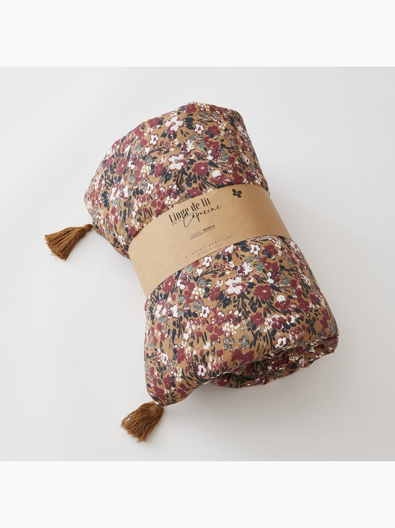 Bout de lit – Double Gaze de Coton Imprimée – Capucine Minuit Camel - Kiabi