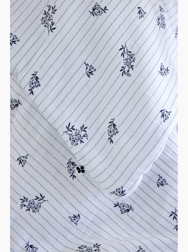 Bout de lit Double Gaze de Coton Matelassé SUZANNE Bleu - Kiabi