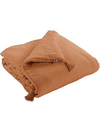 Bout de Lit – Double Gaze de Coton unie - Finition pompon - Gaïa