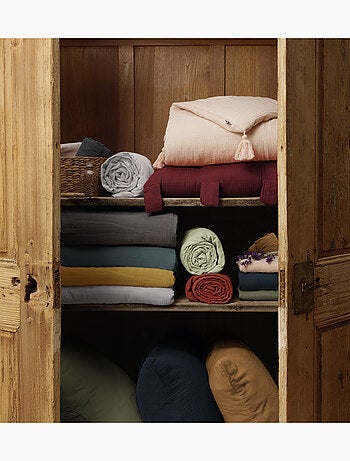 Bout de Lit – Double Gaze de Coton unie - Finition pompon - Gaïa