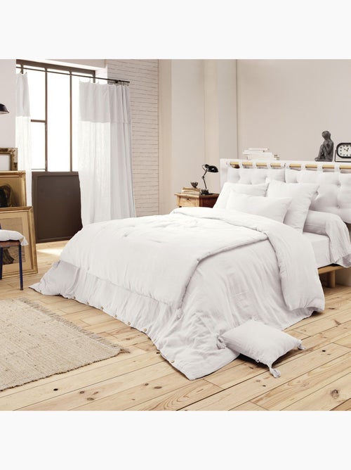 Bout de Lit – Double Gaze de Coton unie - Finition pompon - Gaïa - Kiabi