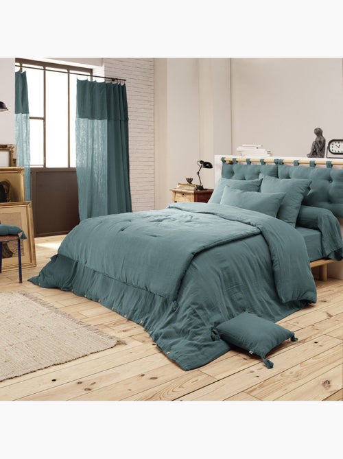 Bout de Lit – Double Gaze de Coton unie - Finition pompon - Gaïa - Kiabi