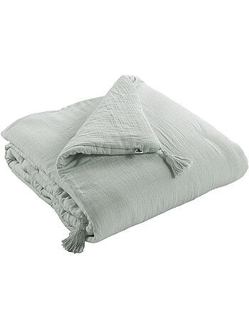 Bout de Lit – Double Gaze de Coton unie - Finition pompon - Gaïa