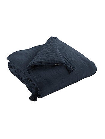 Bout de Lit – Double Gaze de Coton unie - Finition pompon - Gaïa
