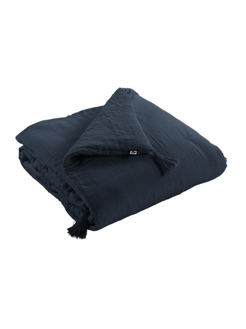 Bout de Lit – Double Gaze de Coton unie - Finition pompon - Gaïa - Kiabi