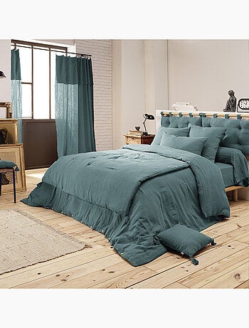 Bout de Lit – Double Gaze de Coton unie - Finition pompon - Gaïa