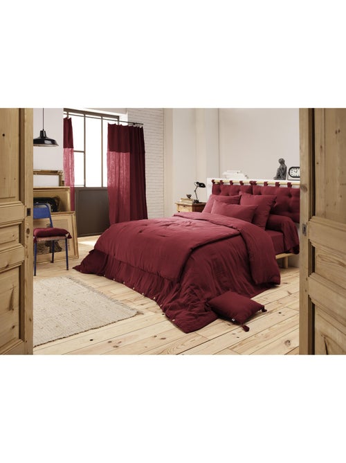Bout de Lit – Double Gaze de Coton unie - Finition pompon - Gaïa - Kiabi