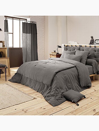 Bout de Lit – Double Gaze de Coton unie - Finition pompon - Gaïa