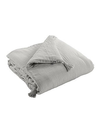 Bout de Lit – Double Gaze de Coton unie - Finition pompon - Gaïa