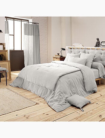 Bout de Lit – Double Gaze de Coton unie - Finition pompon - Gaïa