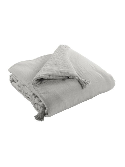 Bout de Lit – Double Gaze de Coton unie - Finition pompon - Gaïa - Kiabi