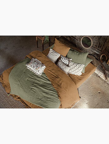 Bout de Lit – Double Gaze de Coton unie - Finition pompon - Gaïa