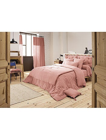 Bout de Lit – Double Gaze de Coton unie - Finition pompon - Gaïa