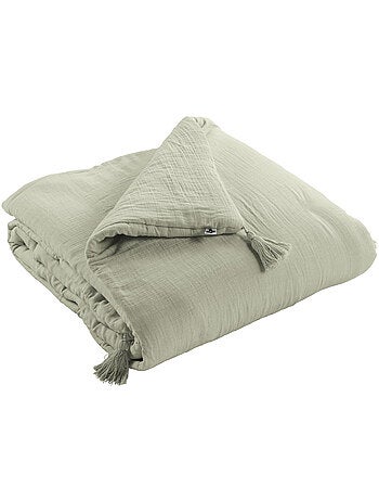 Bout de Lit – Double Gaze de Coton unie - Finition pompon - Gaïa