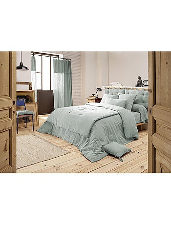 Bout de Lit – Double Gaze de Coton unie - Finition pompon - Gaïa