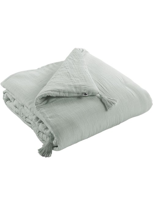 Bout de Lit – Double Gaze de Coton unie - Finition pompon - Gaïa - Kiabi