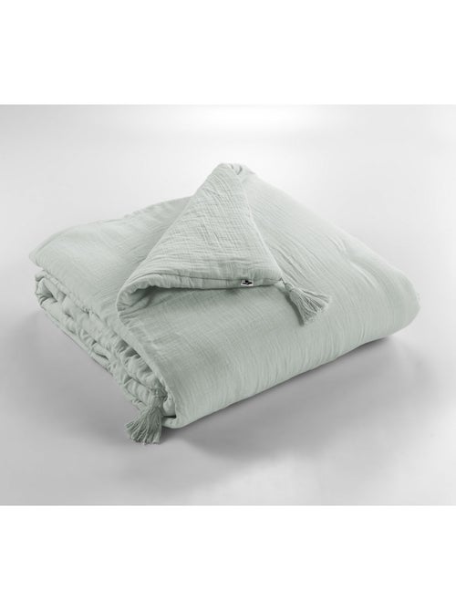 Bout de Lit – Double Gaze de Coton unie - Finition pompon - Gaïa - Kiabi