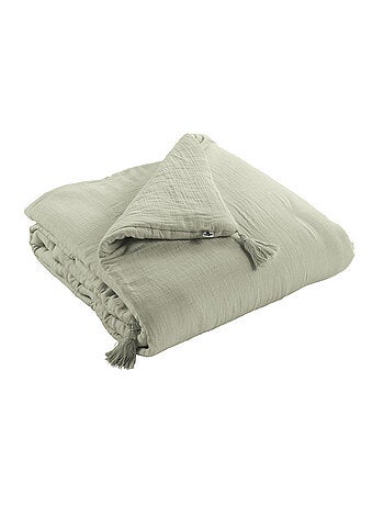Bout de Lit – Double Gaze de Coton unie - Finition pompon - Gaïa