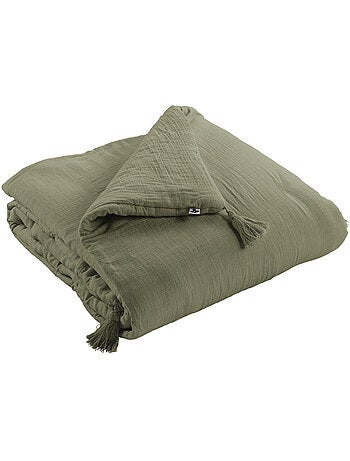 Bout de Lit – Double Gaze de Coton unie - Finition pompon - Gaïa