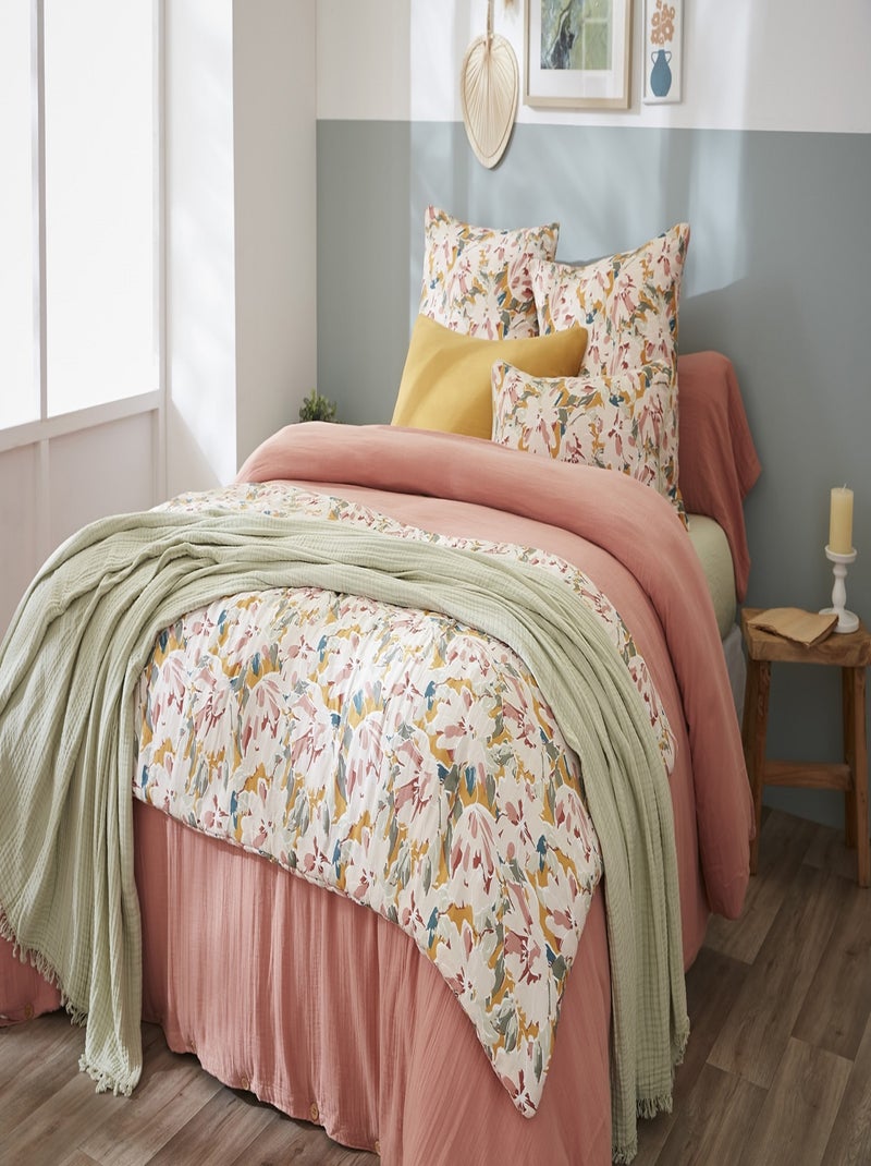 Bout de lit en gaze de coton imprimée CLARENCE  Confort et style Beige - Kiabi