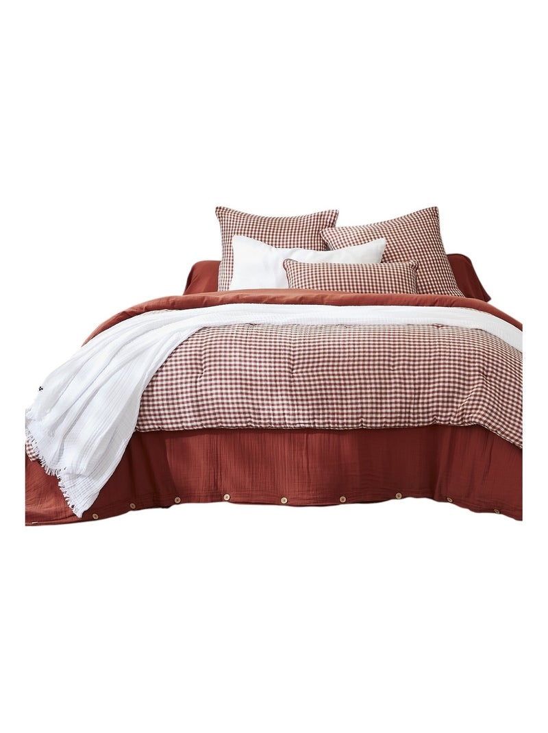 Bout de lit gaze de coton Vickie vichy Marron - Kiabi
