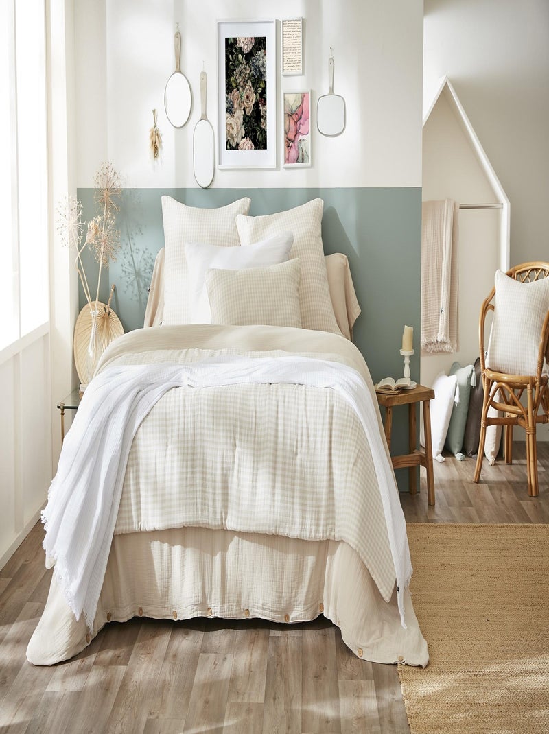 Bout de lit gaze de coton Vickie vichy Noir - Kiabi