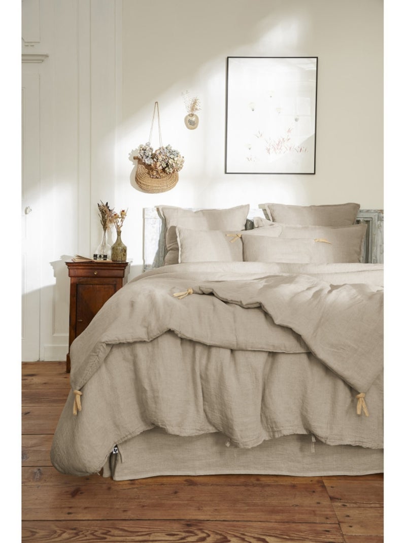 Bout de Lit – Lin Lavé Français Luxe Soline – Paprika Beige naturel - Kiabi