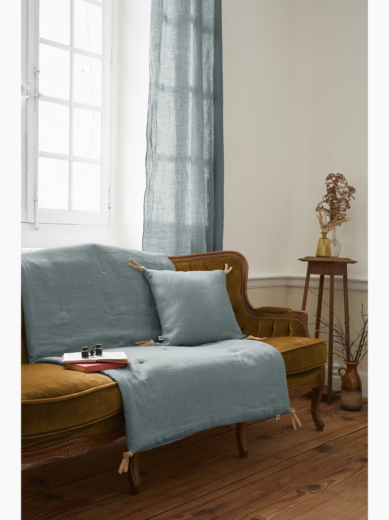 Bout de Lit – Lin Lavé Français Luxe Soline – Paprika Bleu - Kiabi
