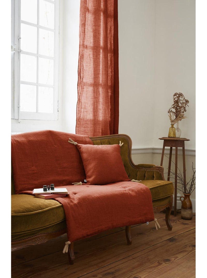 Bout de Lit – Lin Lavé Français Luxe Soline – Paprika Orange - Kiabi