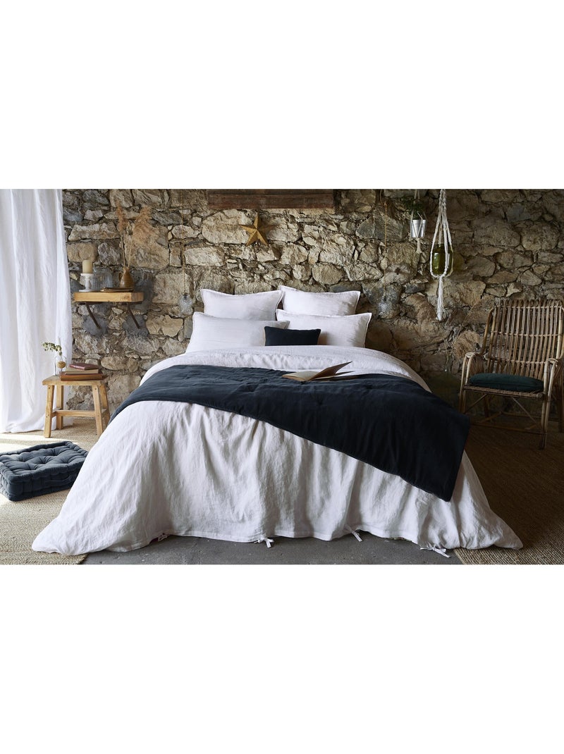 Bout de lit – Velours de coton épais et doux – César Bleu foncé - Kiabi