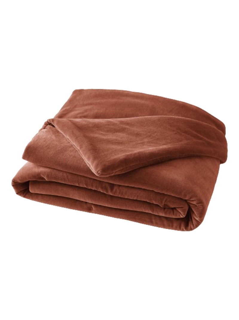 Bout de lit velours de coton orange 90x200 cm Orange - Kiabi