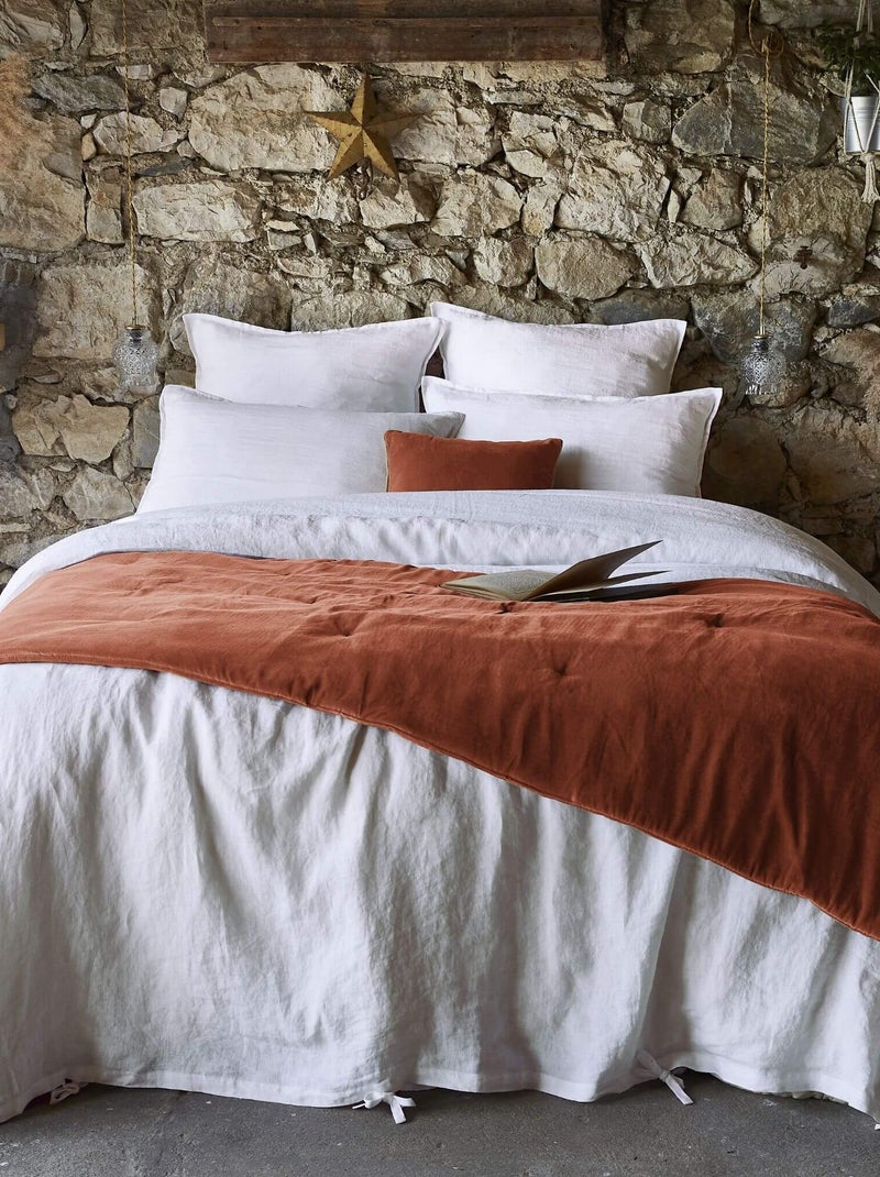 Bout de lit velours de coton orange 90x200 cm Orange - Kiabi