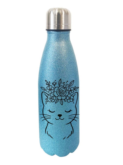 Bouteille chat avec couronne de fleurs à paillettes - Kiabi