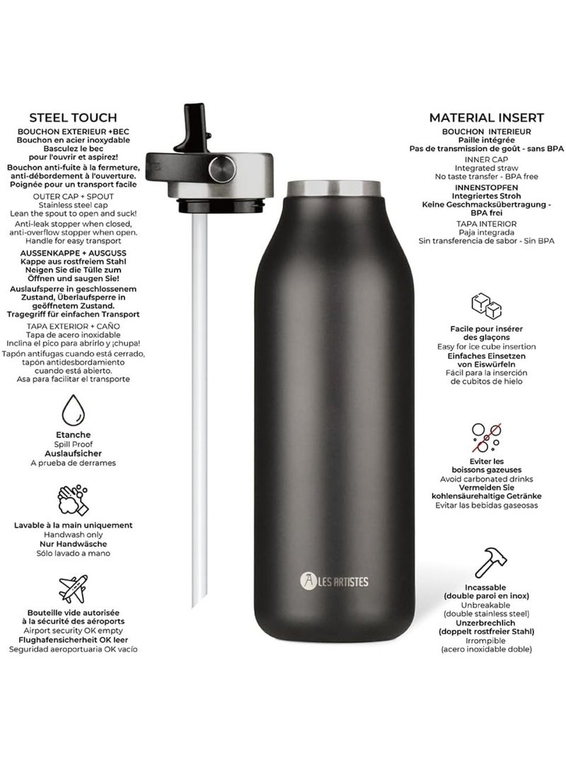 Bouteille isotherme 2.0 inox 1,5l Noir - Kiabi