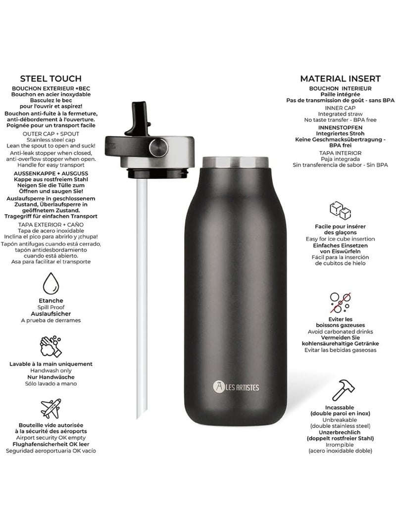 Bouteille isotherme 2.0 inox 1l Noir - Kiabi