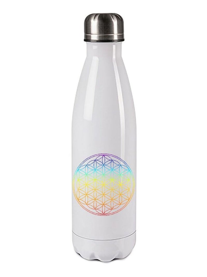 Bouteille isotherme en inox - Fleur de vie by Cbkreation Blanc - Kiabi