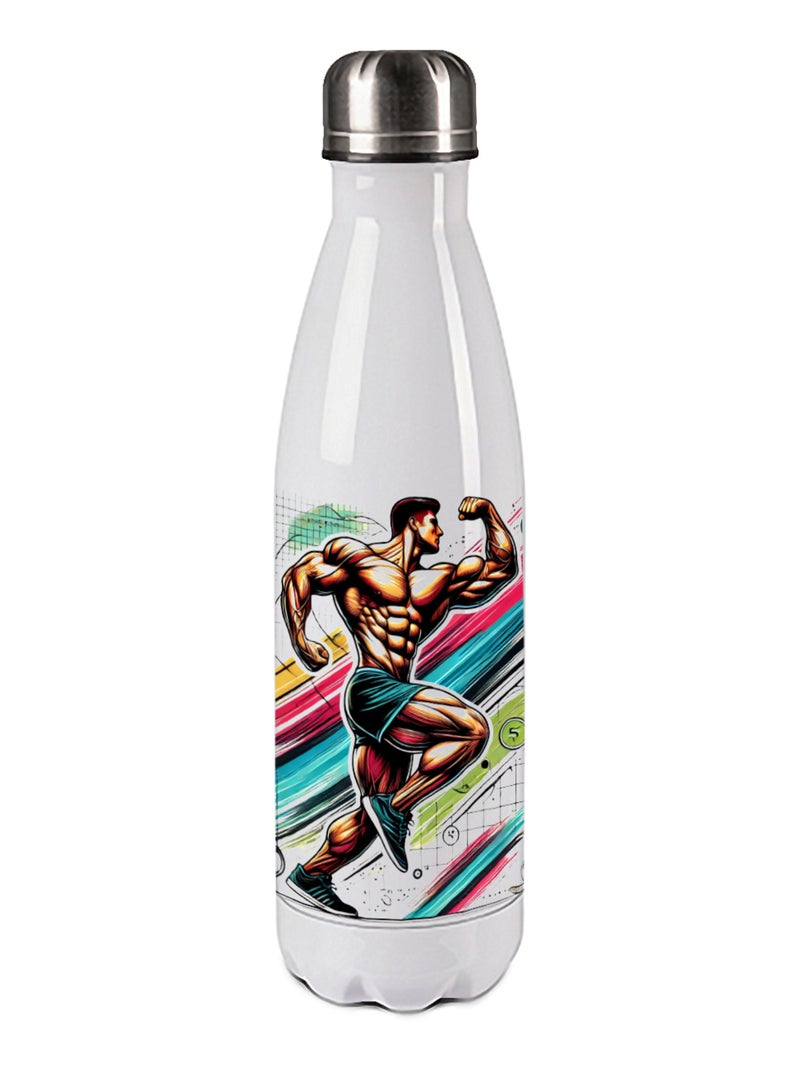 Bouteille isotherme en inox Culturisme Blanc - Kiabi