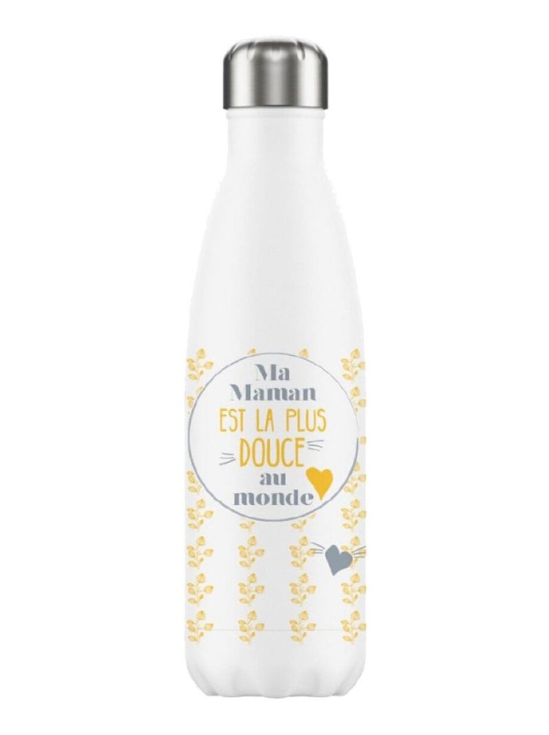Bouteille isotherme en inox Maman La plus douce Blanc - Kiabi