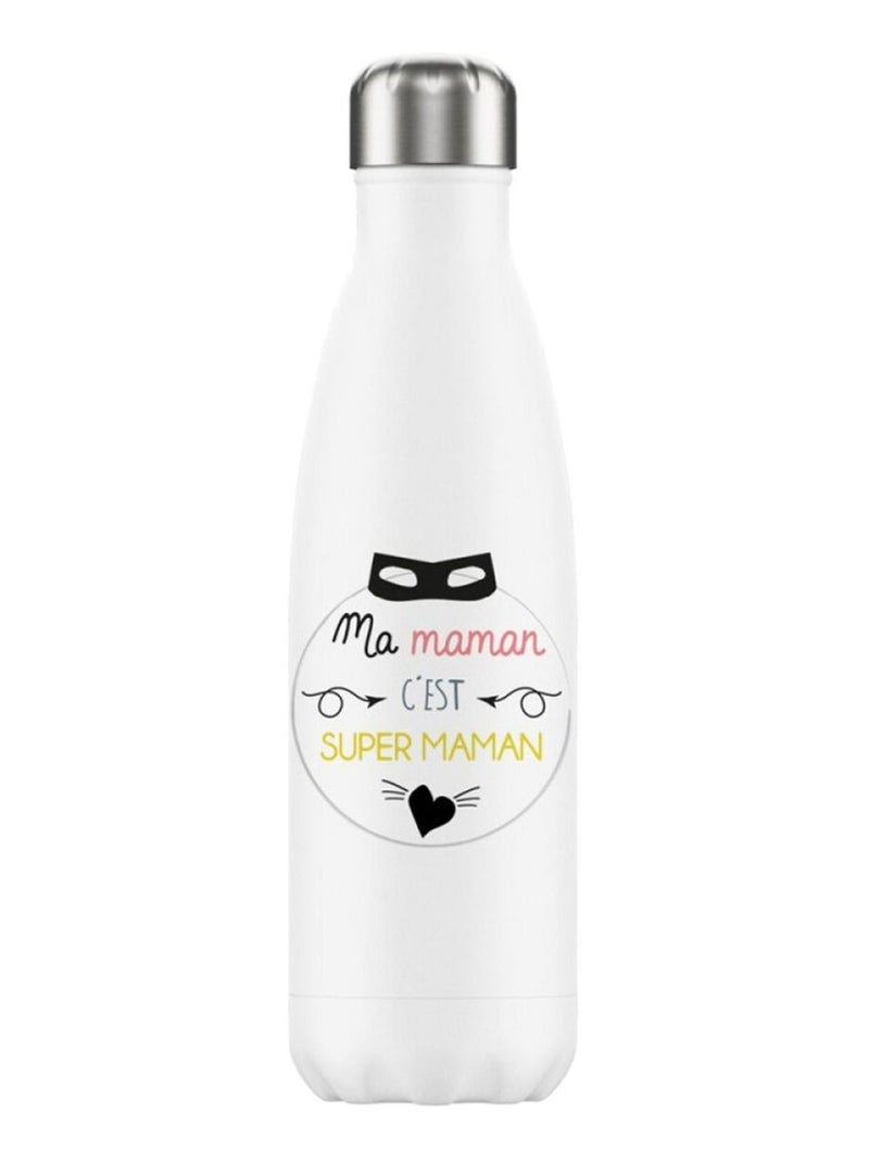 Bouteille isotherme en inox Super Maman Blanc - Kiabi