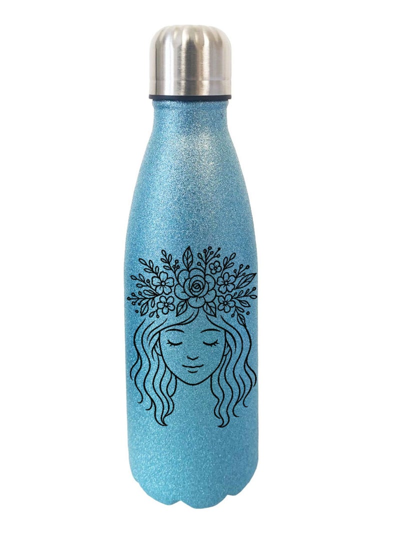 Bouteille isotherme Luna paillettes Bleu - Kiabi