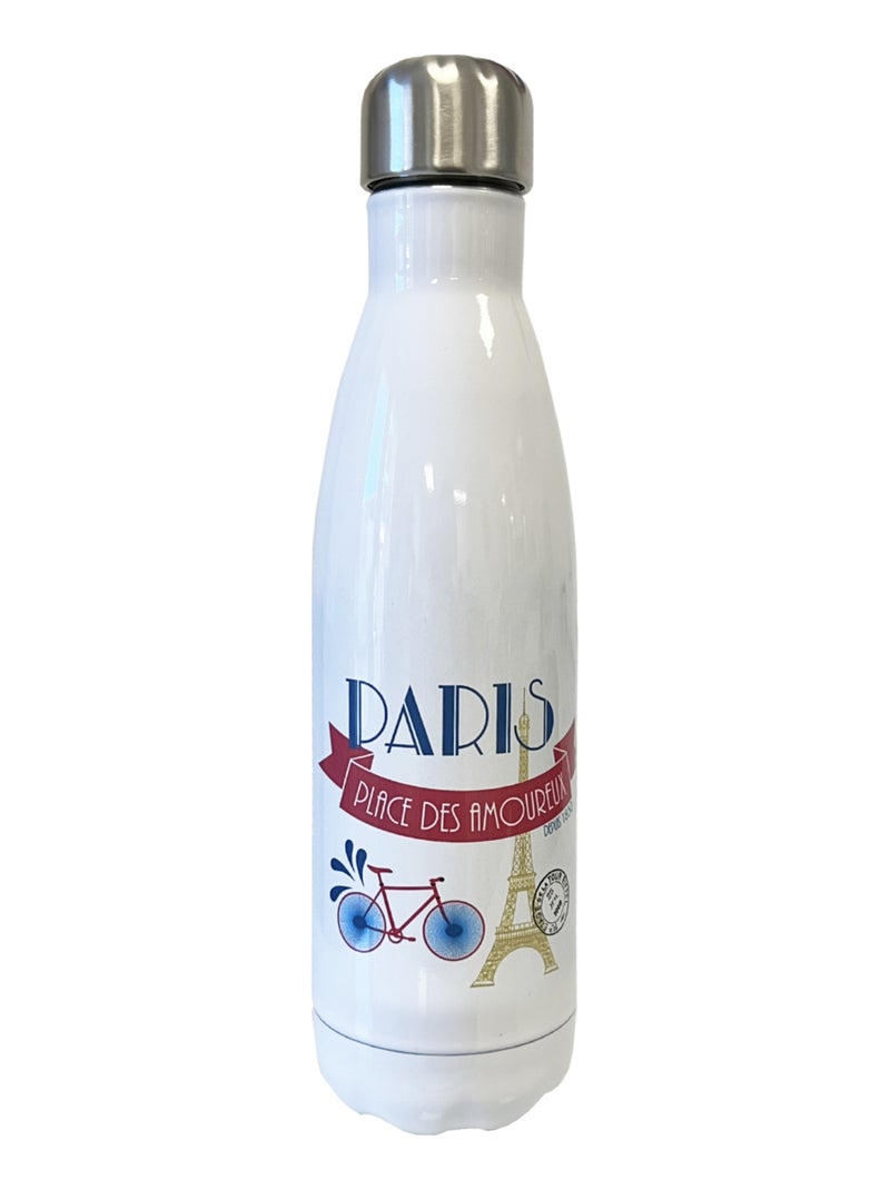Bouteille isotherme Paris place des amoureux en inox Blanc - Kiabi