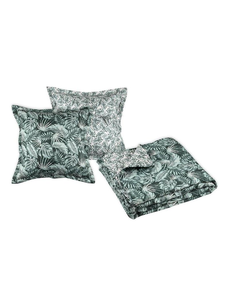 Boutis 240x220 avec 2 taies et sac Vibes vert Vert - Kiabi