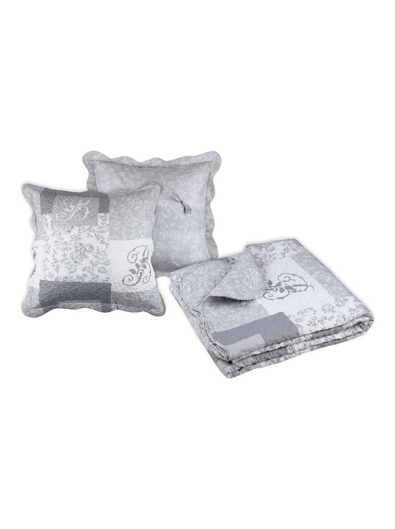 Boutis 260x240 avec 2 taies et sac Bonnie gris Gris - Kiabi
