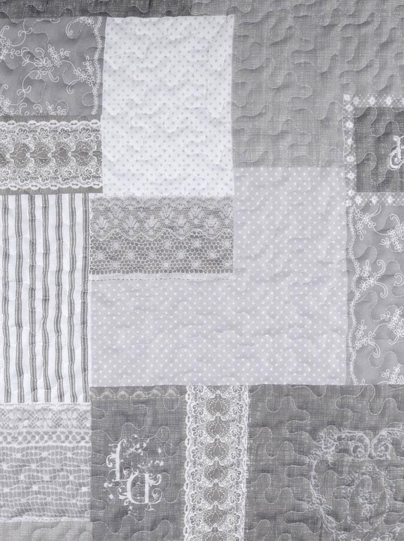Boutis et Taies avec Imprimé Patchwork Romantique Gris clair - Kiabi