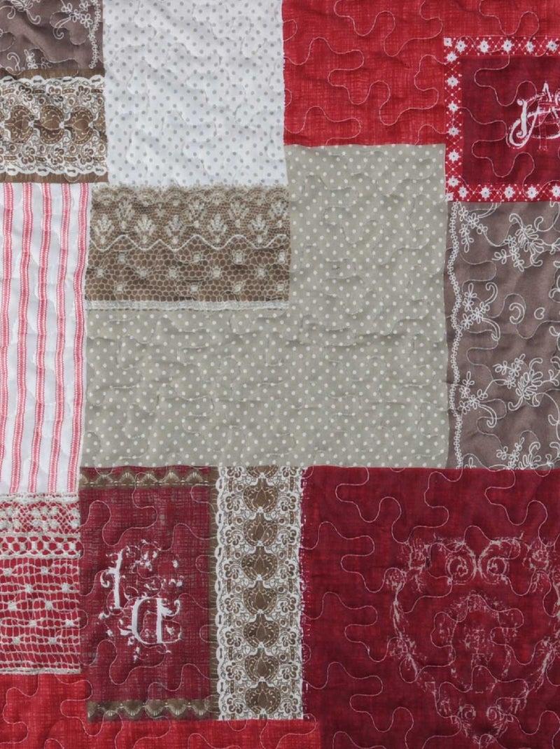 Boutis et Taies avec Imprimé Patchwork Romantique Rouge - Kiabi